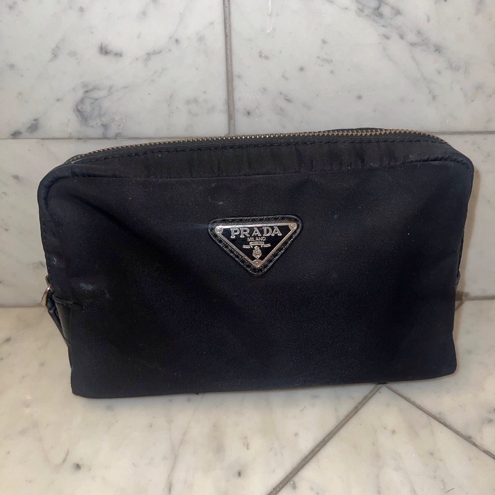 Prada Black Toiletry Bag for Men Re-Nylon and Saffiano necessaire